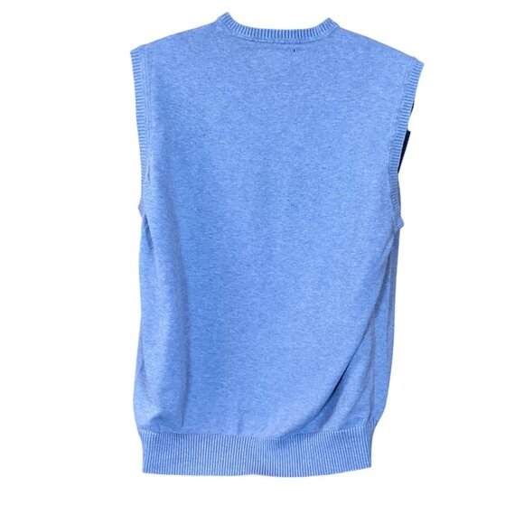 Club Room V-Neck Blue & Gray Argyle Sweater Vest Ribbed Trim Mens Medium - Picture 2 of 4